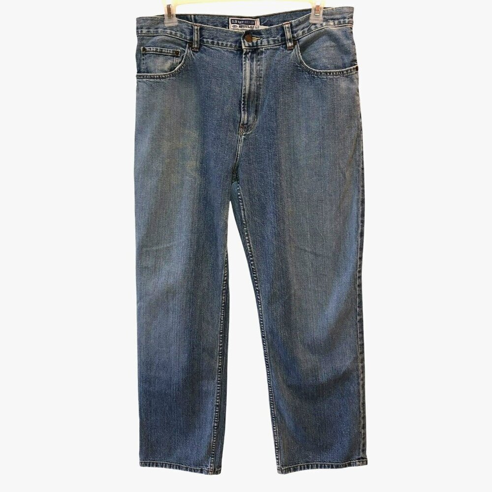 Old Navy Mens Size 38 x 32 Blue Straight Leg Jeans Actual 35 x 30